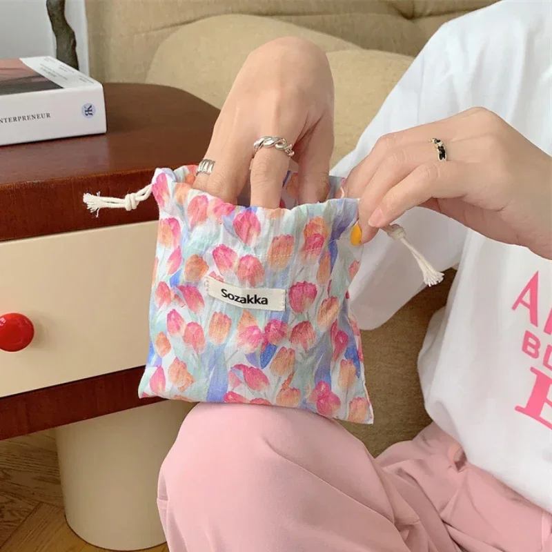 Beauty Preservation Makeup Bag - Japanese Flower Drawstring Coin Purse Wallet