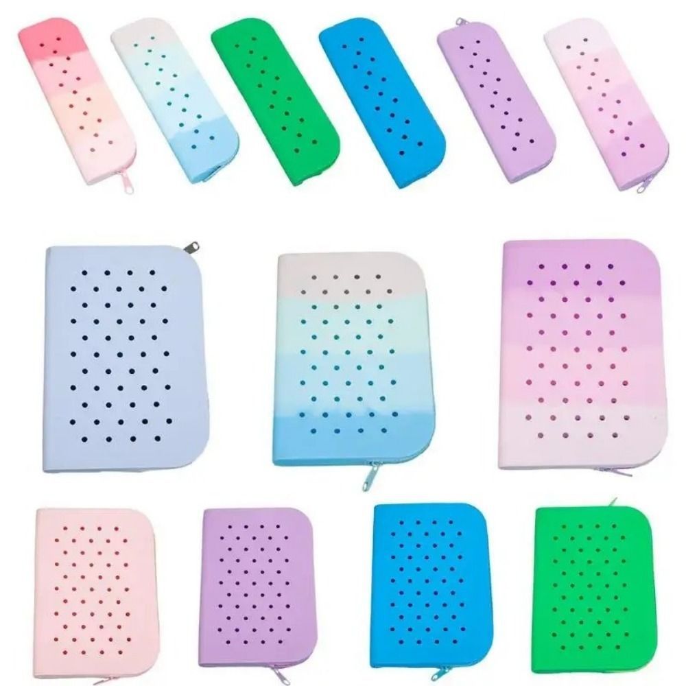 Beauty Preservation Makeup Bag - Colorful Holes Silicone Pencil Case Zipper